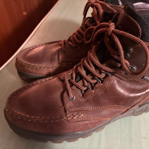 Mens Ecco Track Brown Leather Waterproof Comfort Boots  Size 44 / 10 - Picture 1 of 16